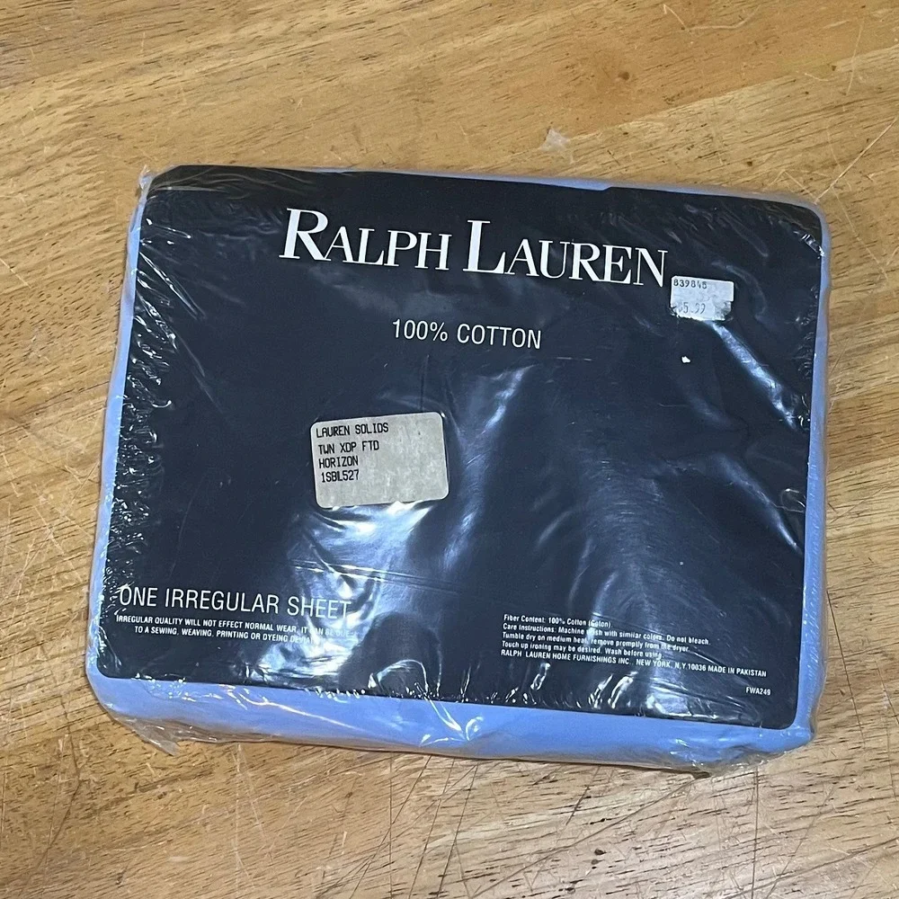 Ralph Lauren Twin Extra Deep Fitted Sheet Horizon Blue 100% Cotton Vtg‎ 1SBL527